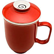 Steepin' Mugs Red Porcelain Cup with Handle, Infuser & Saucer - 