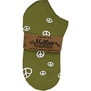 Socks Olive with Peace Sign Footies Size 10-13 - 