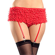 Ruffled Shorts w/ Garter Red Medium - 