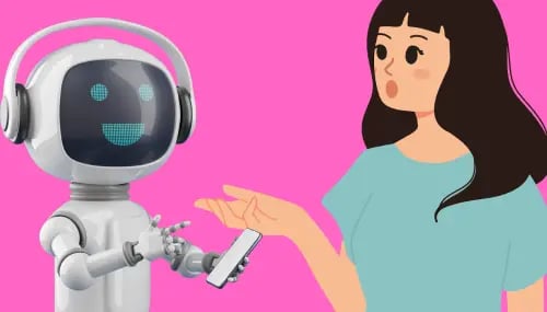 AI Collaboration in Real Estate: Female Agent Engaging with ChatGPT Robot for Enhanced Client Communication