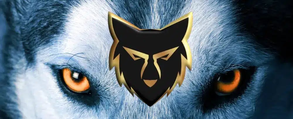 Intense wolf eyes flanking the bold Wolf Pack logo, representing the focused vision and free value-packed proposition of eXp