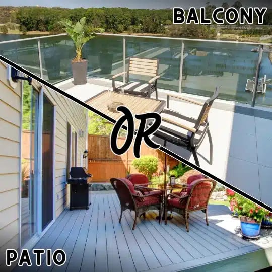a deck with chairs and a table
