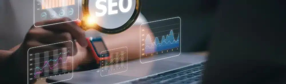 SEO analysis on laptop showing website marketing flaws for real estate agent marketing mistakes