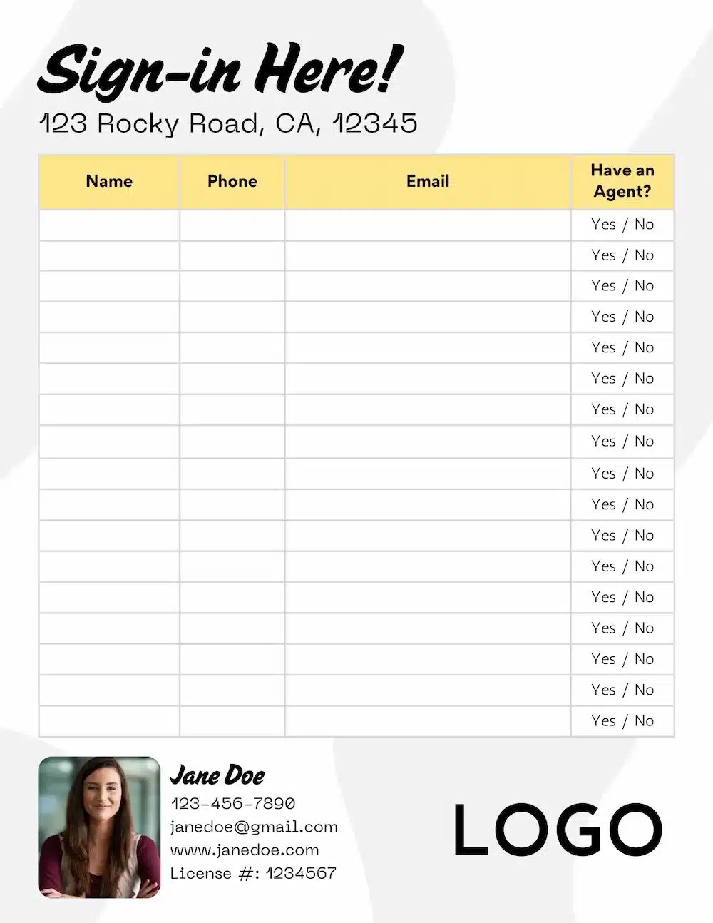 Have an agent or no sign in sheet WebP