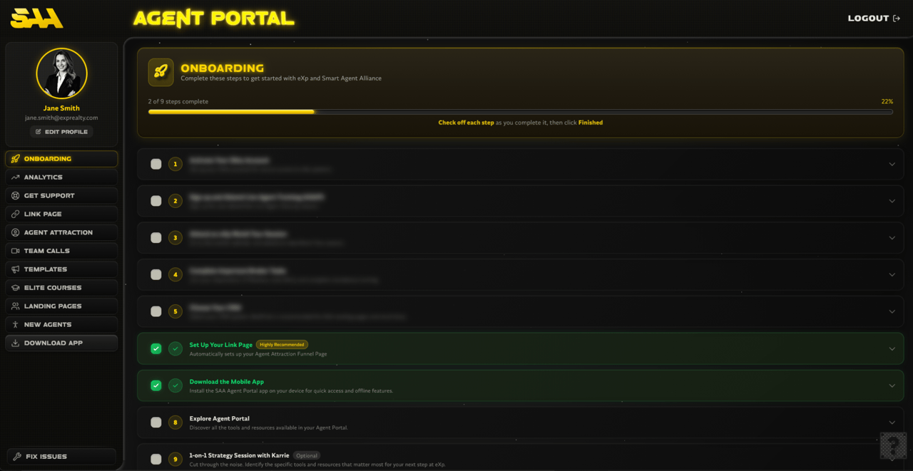 Agent Portal Onboarding Dashboard