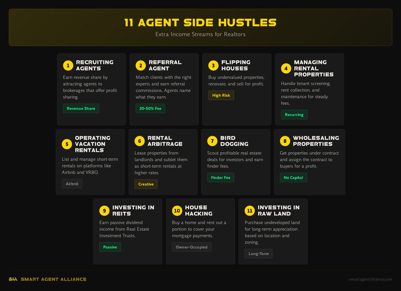 Infographic: 11 Agent Side Hustles - Real Estate Agent Side Hustles: Best in 2025