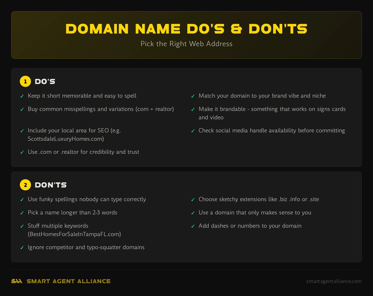 Infographic: Domain Name Do's & Don'ts - Realtor Domain Strategy: Standout Domain Names for Real Estate Agents