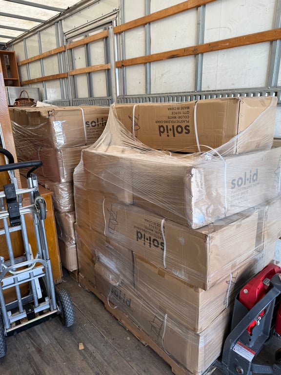 Shrink Wrapped Pallets Truck Cargo