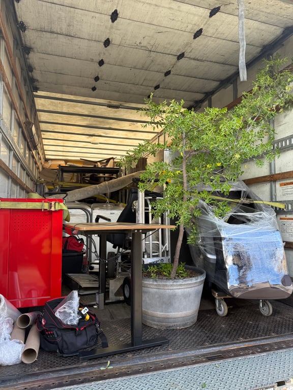 Securely Strapped Furniture Moving Truck