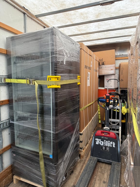 Loaded Moving Truck Interior Strapped