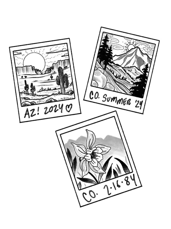 Customizable Polaroid Style Tattoos