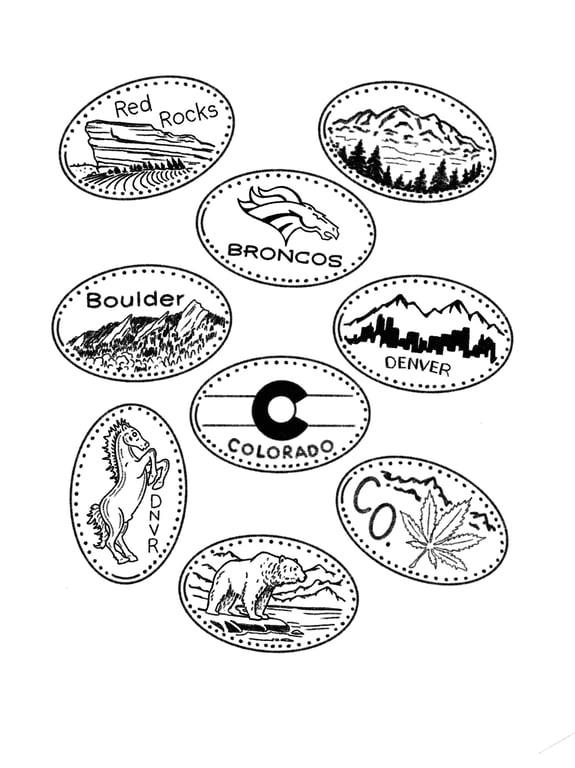 Colorado Rolled Penny Souvenir Tattoos