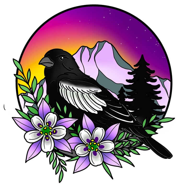 Lark Bunting & Colorado Columbines