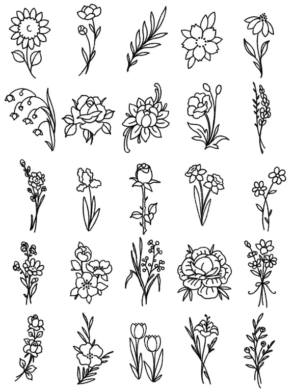  Floral Line Art Collection
