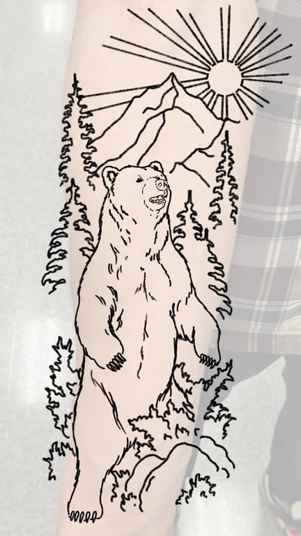 Majestic Grizzly Bear Forearm Tattoo