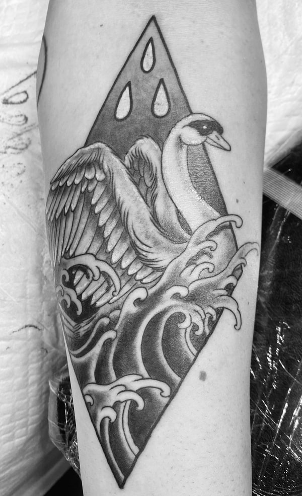 Swan in Diamond Frame