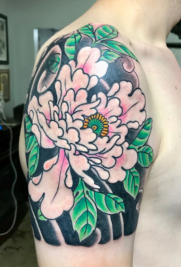 Japanese Peony Half Sleeve Tattoo