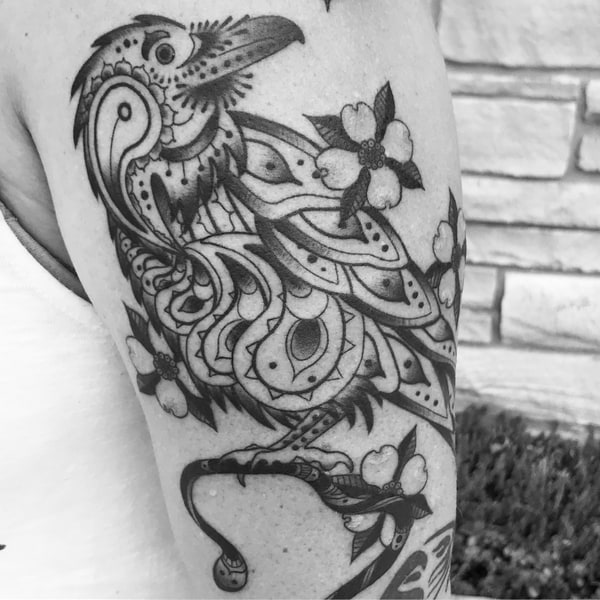 Ethereal Raven with Blossoms