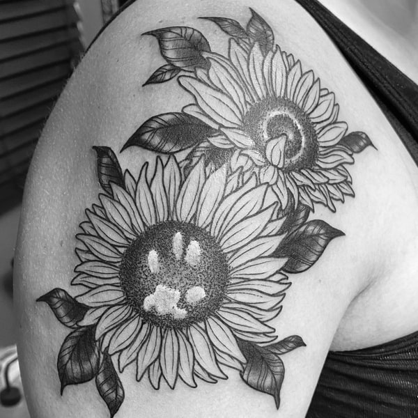 Sunflower & Paw Print Harmony