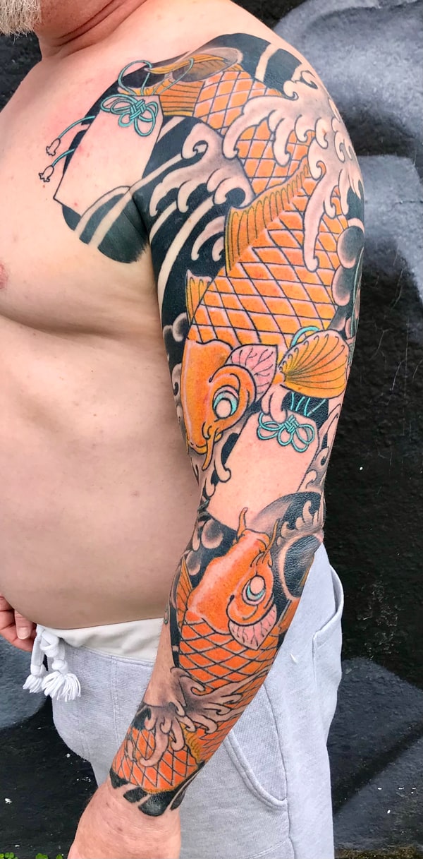 Golden Twin Koi Fish Sleeve