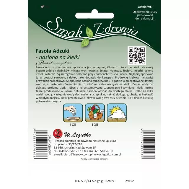 Nasiona na kielki fasola Adzuki 50g | Plantoris