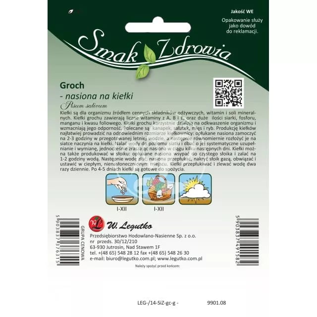 Nasiona na kiełki groch 50g | Plantoris