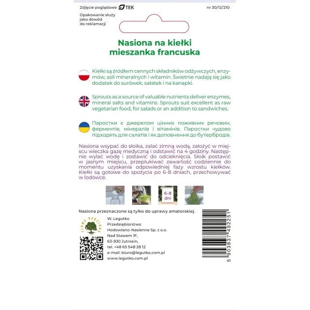 Nasiona na kiełki mieszanka francuska 20g | Plantoris