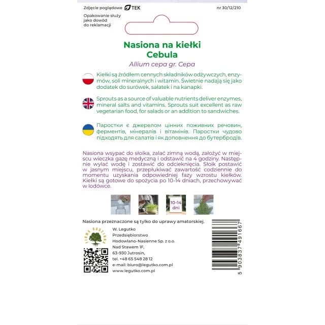 Nasiona na kielki cebula 10g | Plantoris
