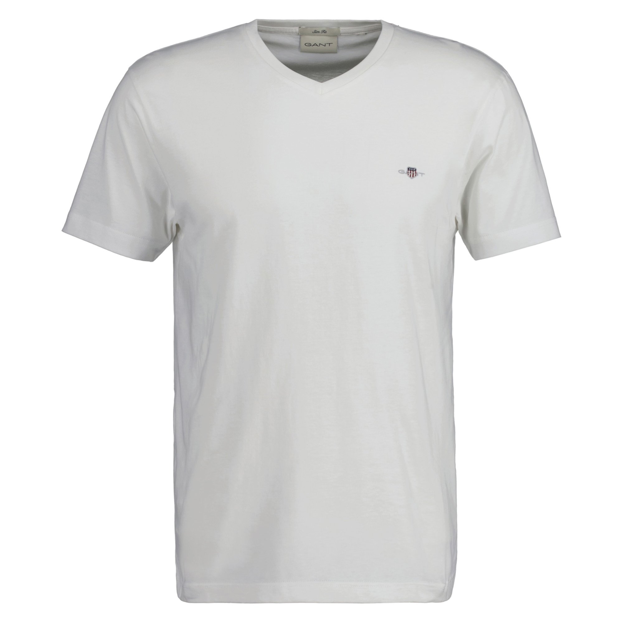GANT Men’s T-Shirt V-Neck, Slim Fit – SLIM SHIELD V-NECK T-SHIRT, Short Sleeve, C…