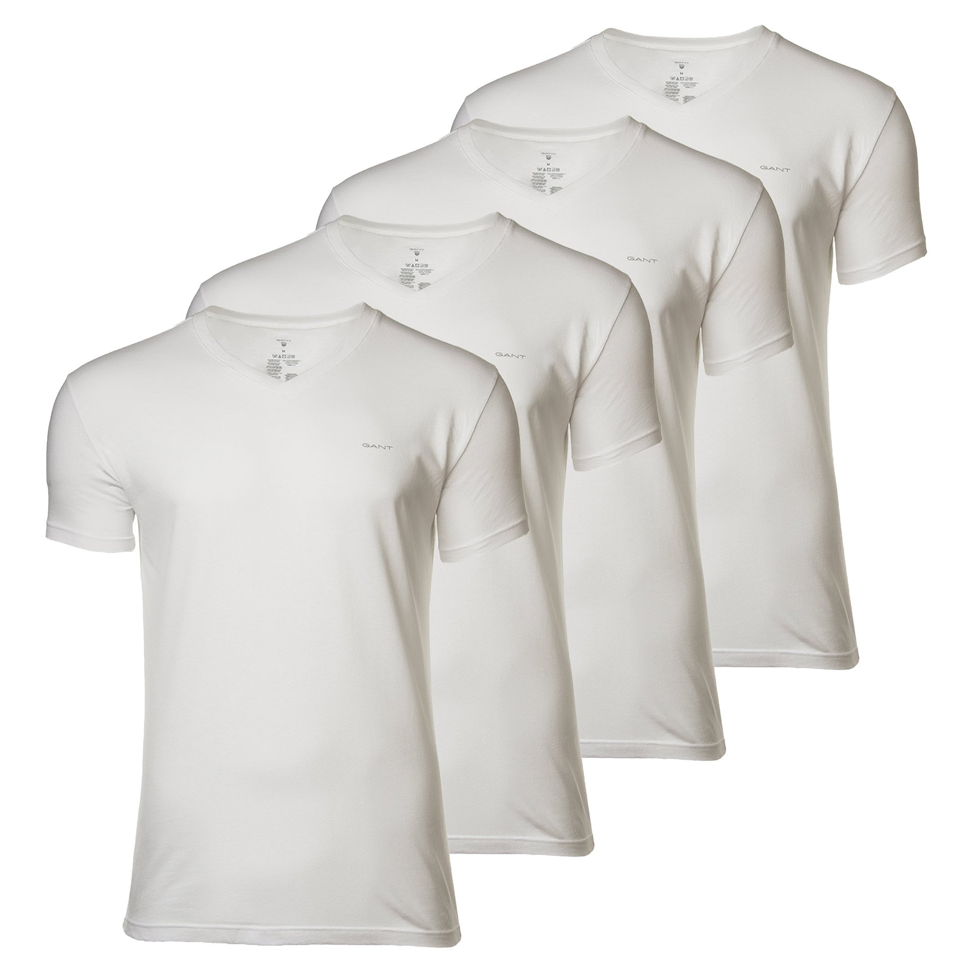 GANT Herren T-Shirt, 4er Pack - V-NECK T-SHIRT 4-PACK, V-Ausschnitt, kurzarm,...