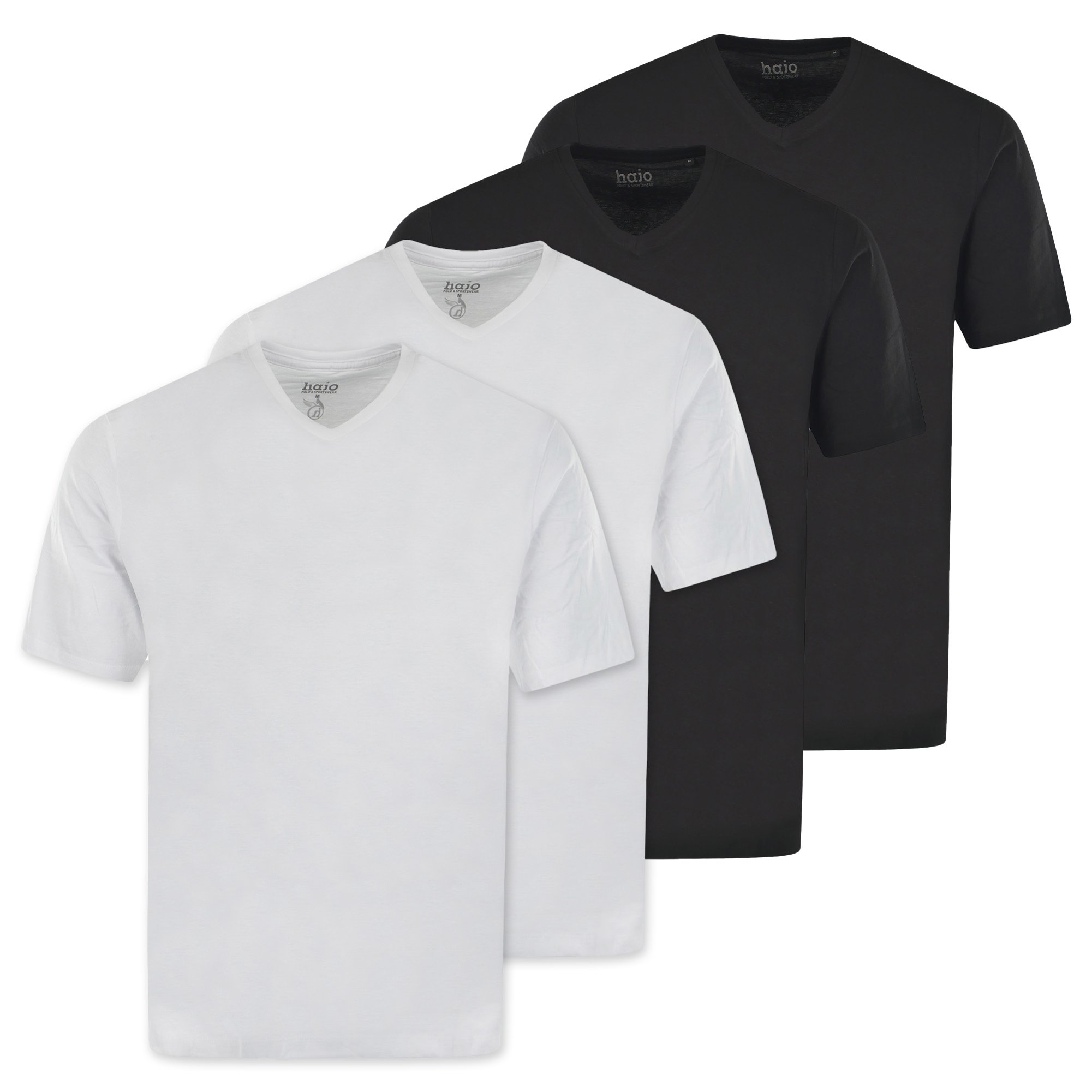 hajo Men’s T-Shirt, 4 Pack – Basic, Short Sleeve, V-Neck, Cotton, Plain…