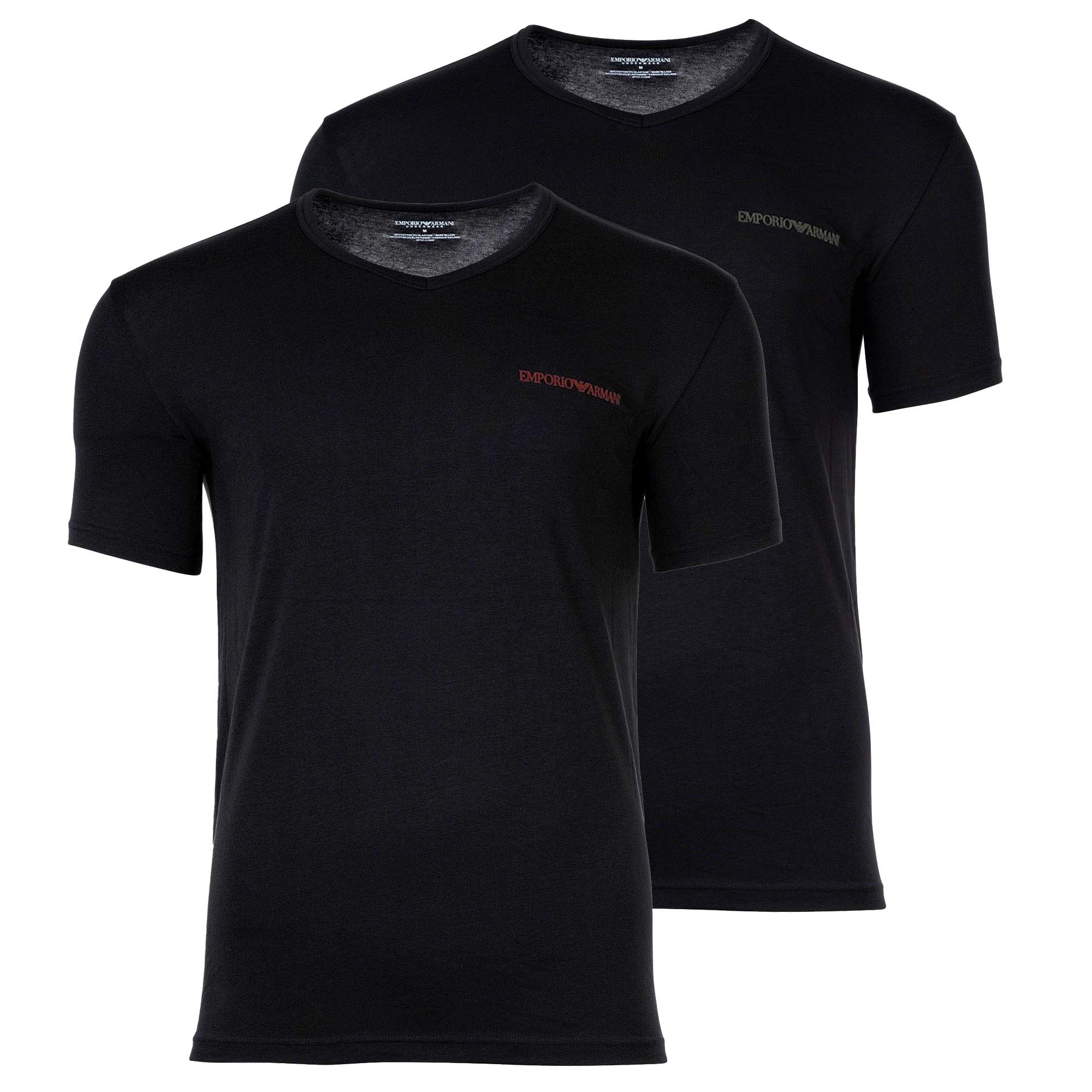 EMPORIO ARMANI Herren T-Shirt, 2er Pack - CORE LOGOBAND, V-Neck, Stretch Cott...