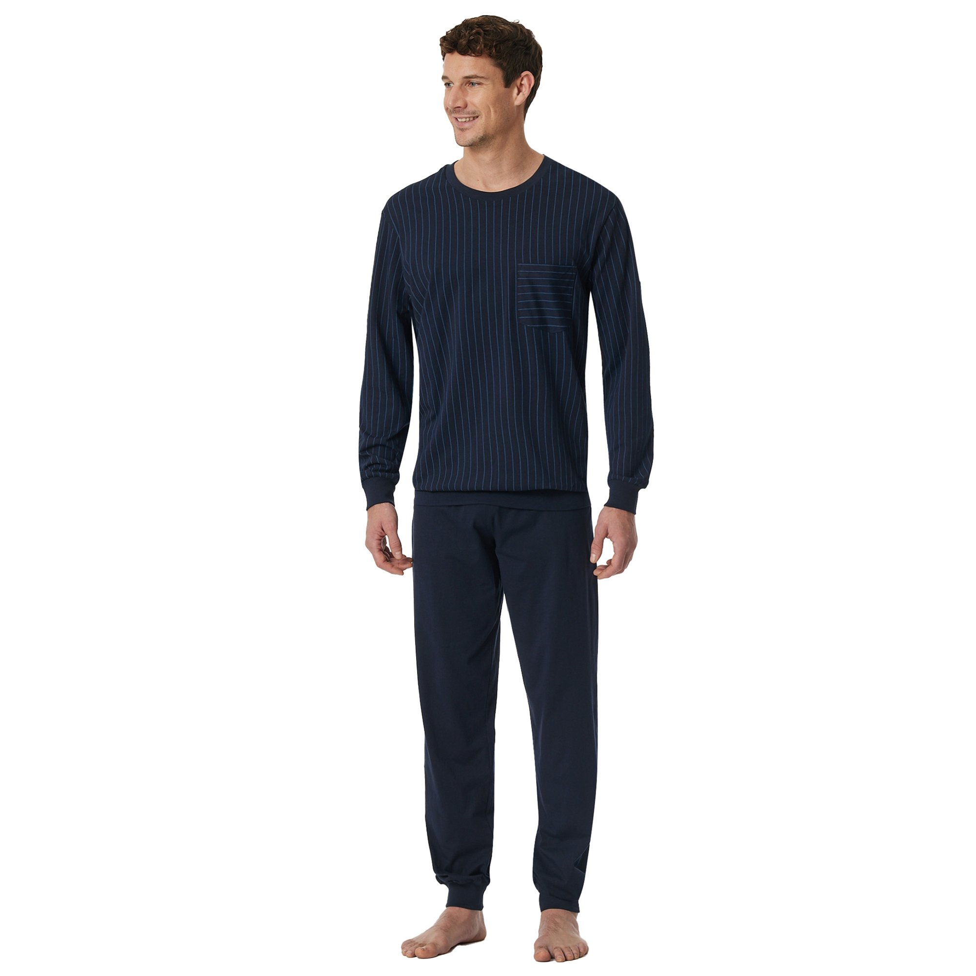 Schiesser Men's Pyjamas, Long - Comfort Essentials, Cotton, Round