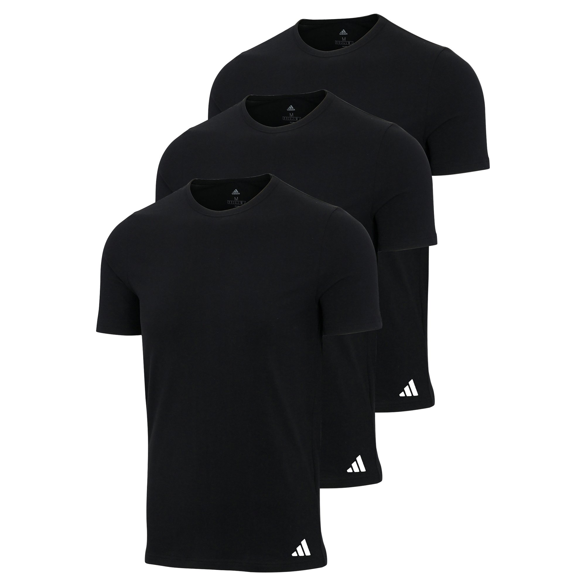 adidas Mens T-Shirt 3-Pack Crew Neck Active Core Cotton Figurbetont