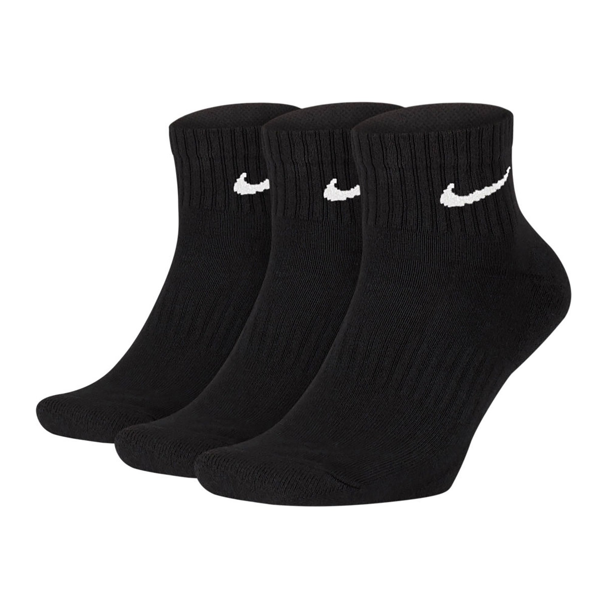 Nike Unisex 3 Pack Sports Socks – Everyday, Cotton Cushioned Ankle, Solid Color