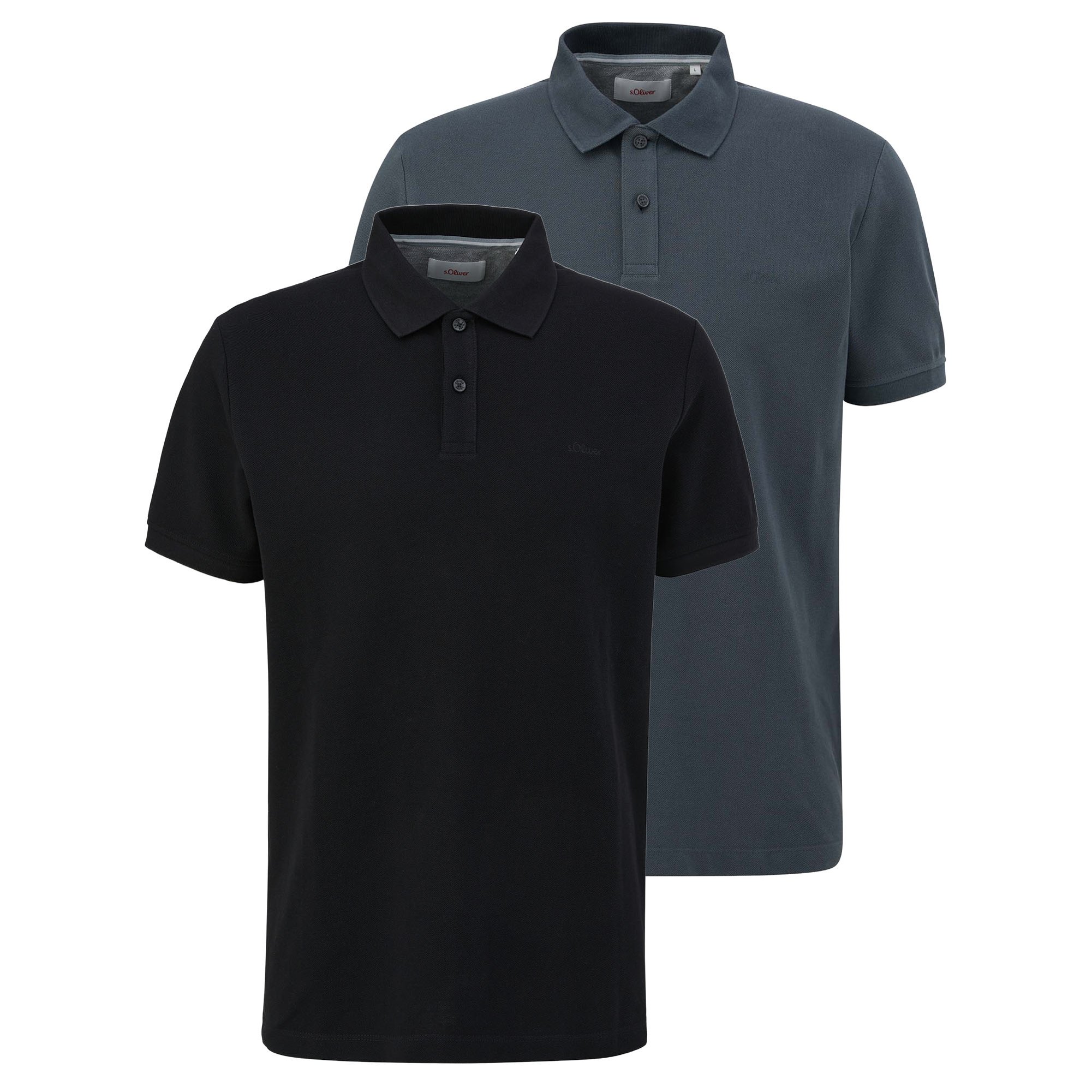 s.Oliver Men’s Polo Shirt, 2 Pack – Basic, Polo Collar, Cotton, Plain…