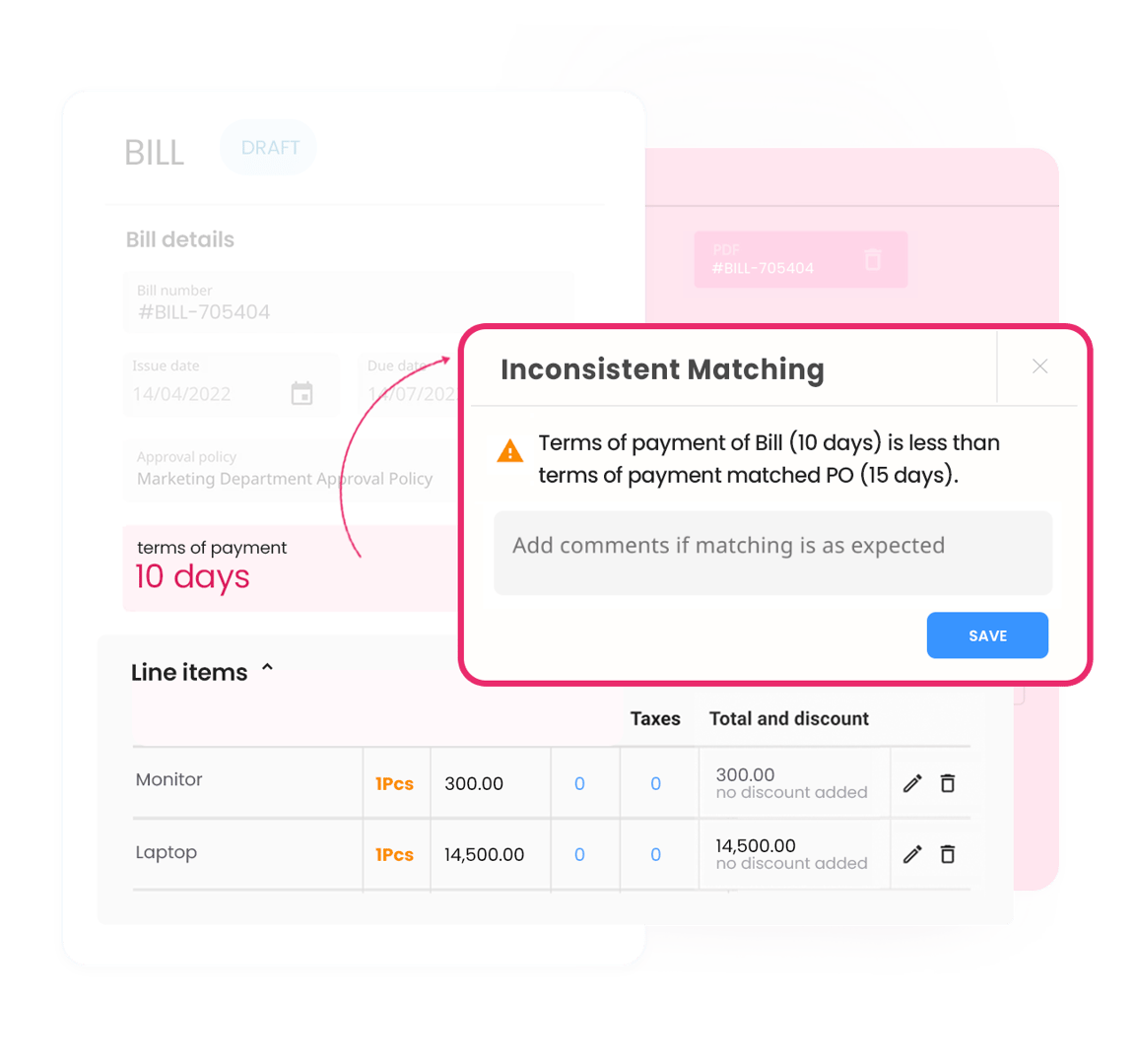 Automatically flag terms of payment mismatches!