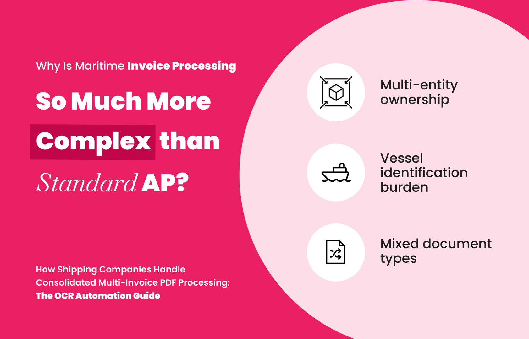 Visual comparing maritime invoice processing complexity with standard accounts payable