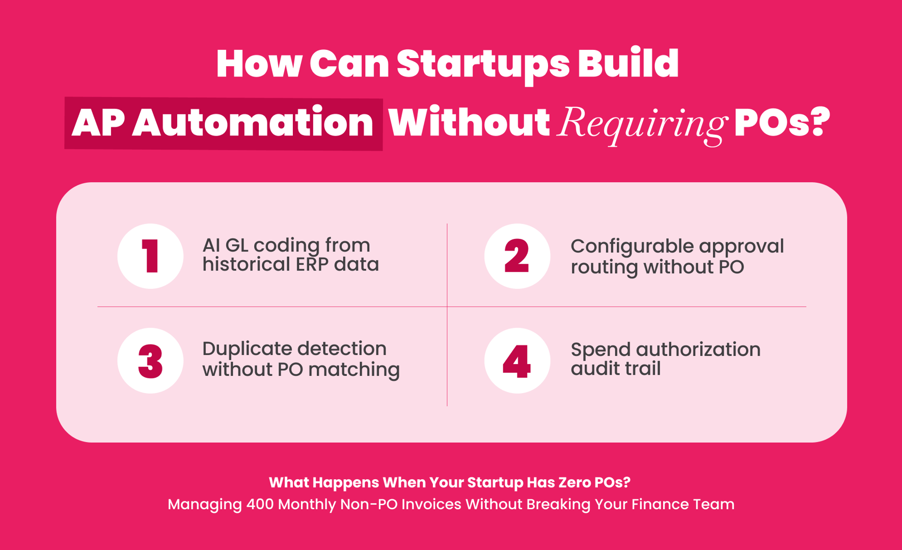 Diagram showing how startups build AP automation without requiring purchase orders