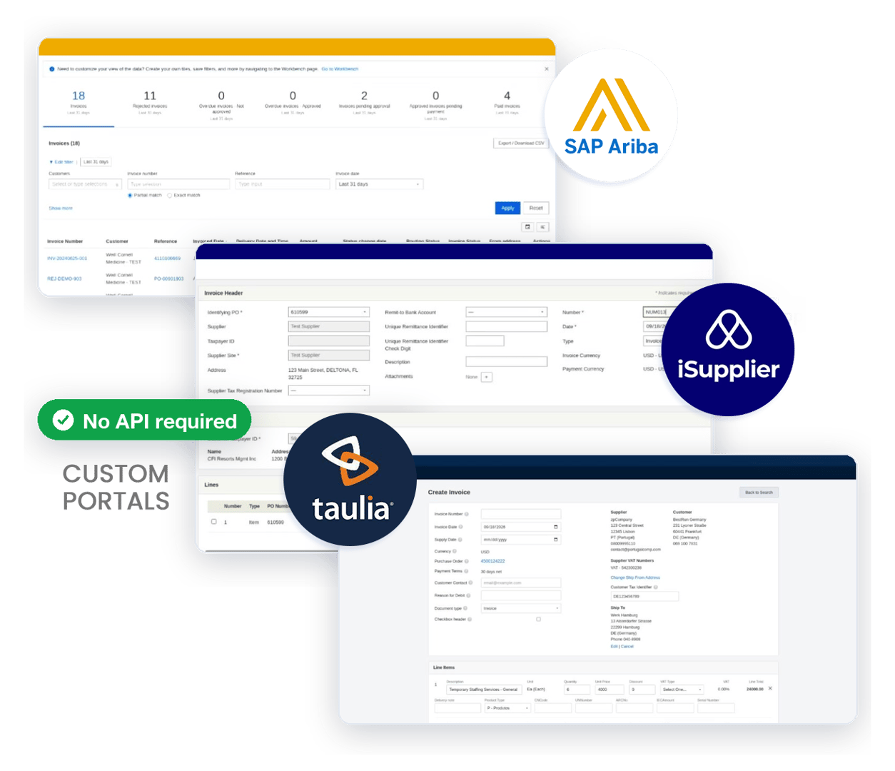 Peakflo AI browser agent submitting invoices to a customer AP portal without an API.