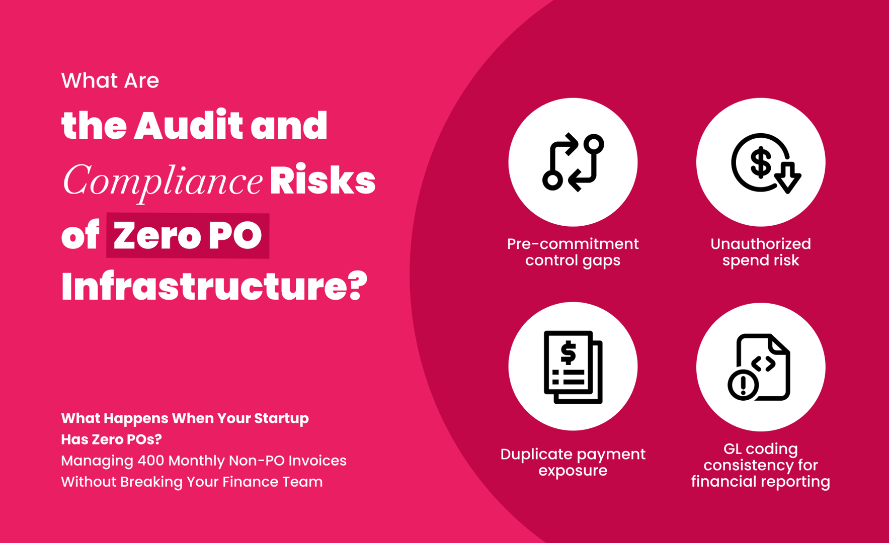 Visual of audit and compliance risks from zero purchase order infrastructure in startups