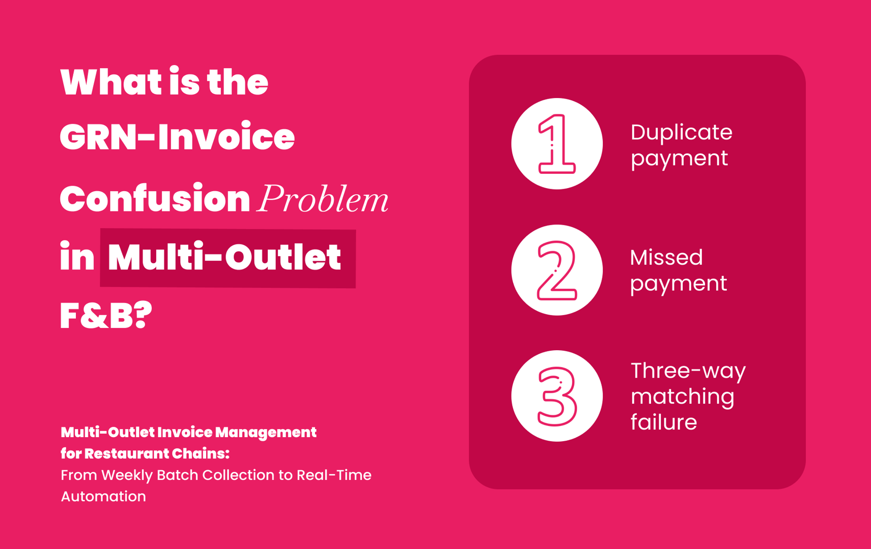 GRN-invoice confusion problem in multi-outlet restaurant chains and F&B operations explained