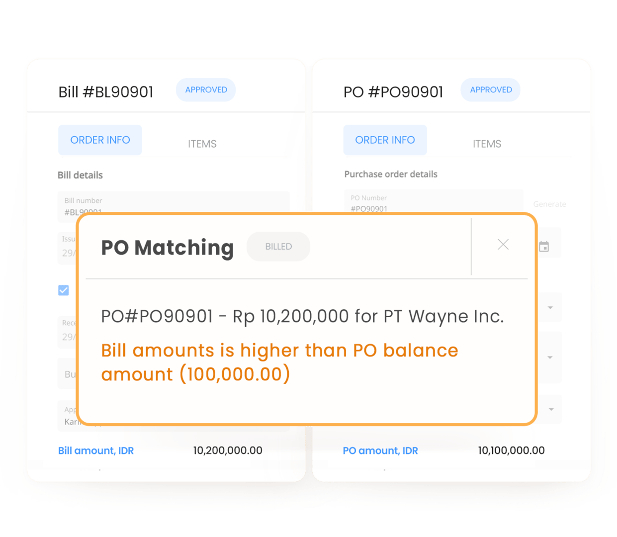 Manual purchase order matching in your accounting software can be a counterproductive activity for your finance team. With Peakflo, the purchase order will automatically match the bill and your finance team doesn't need to deal with such repetitive tasks anymore.