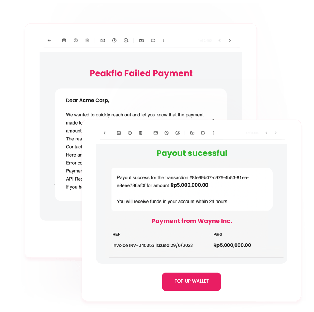 Stay on top of every transaction and get notified instantly about payout status. Take immediate action for any transaction that requires further actions.