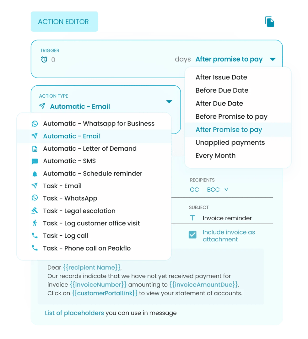 Multi-Channel Payment Reminders in order to cash software