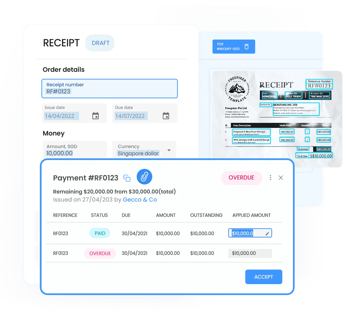 Bebaskan pelanggan Anda untuk menambahkan detail pembayaran perusahaan pada setiap transaksi. Dengan Peakflo, setiap pelanggan Anda akan memiliki virtual account khusus dan unik untuk pembayaran yang lebih mudah dan rekonsiliasi otomatis.