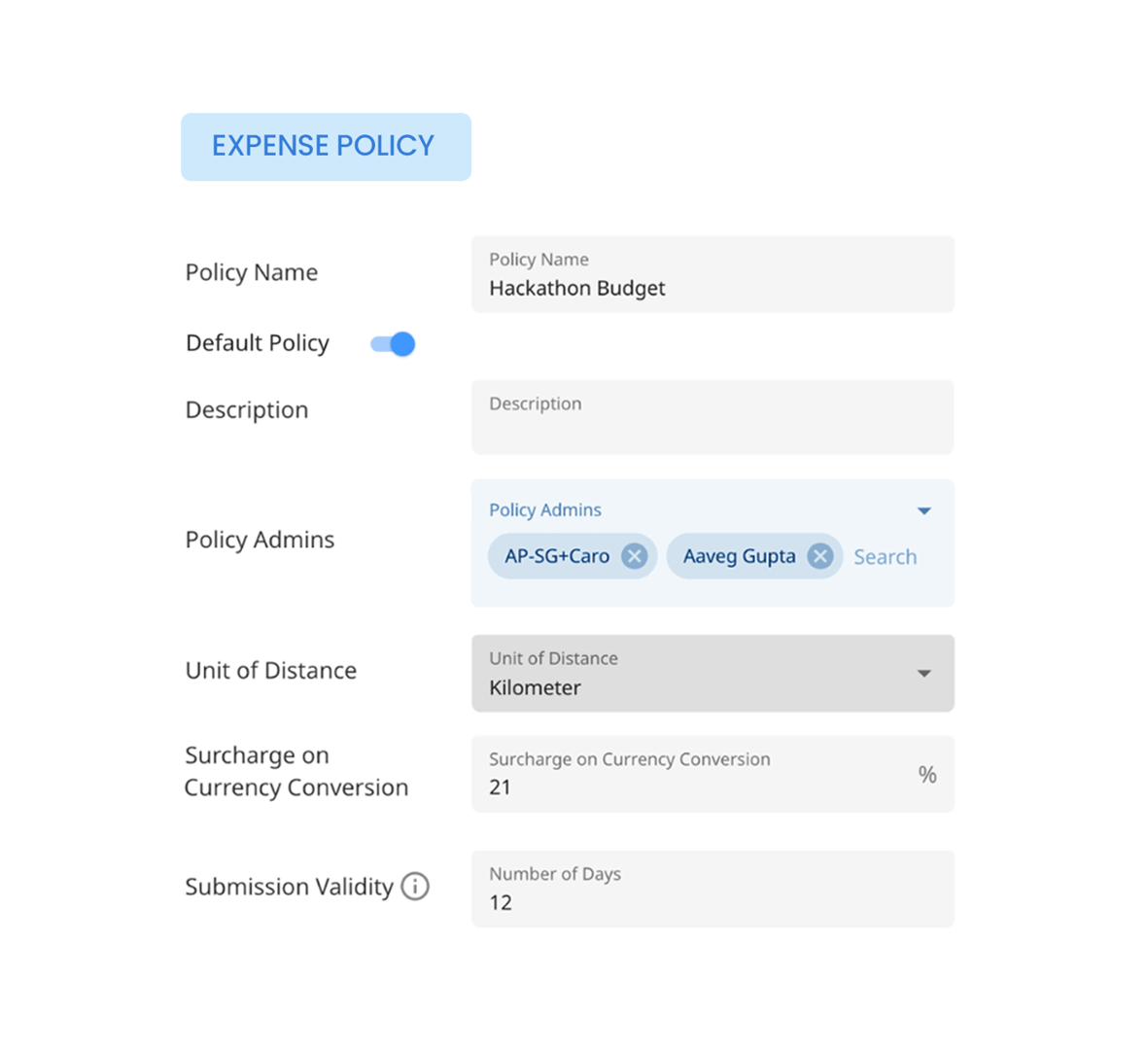 Define highly configurable expense policies!