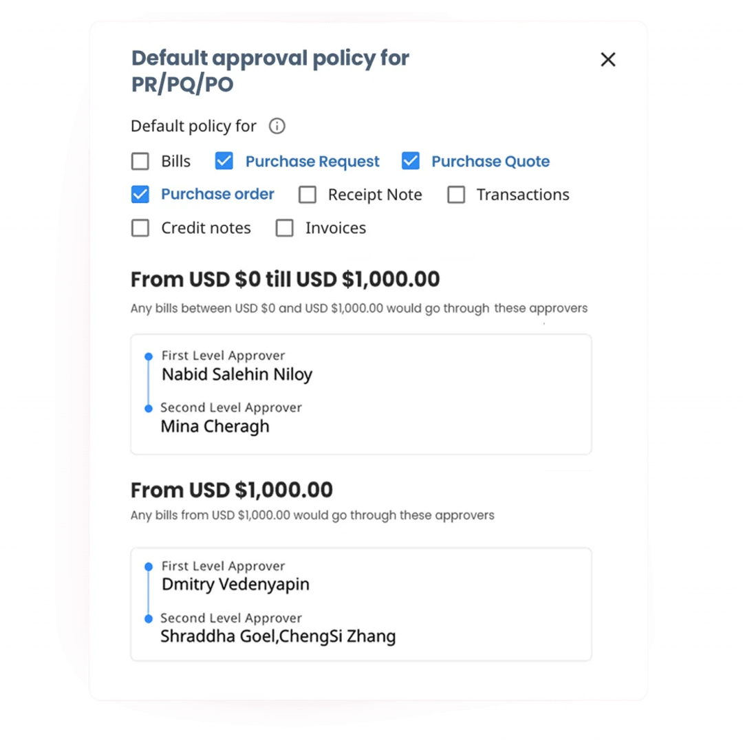 Set up automated approval policies based on your clients’ requirements