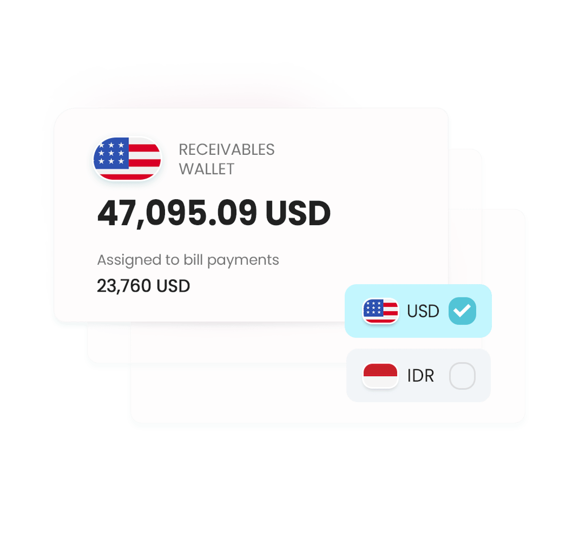 Isi ulang dompet pembayaran multi-mata uang Anda dan biarkan Peakflo melakukan pekerjaan berat!