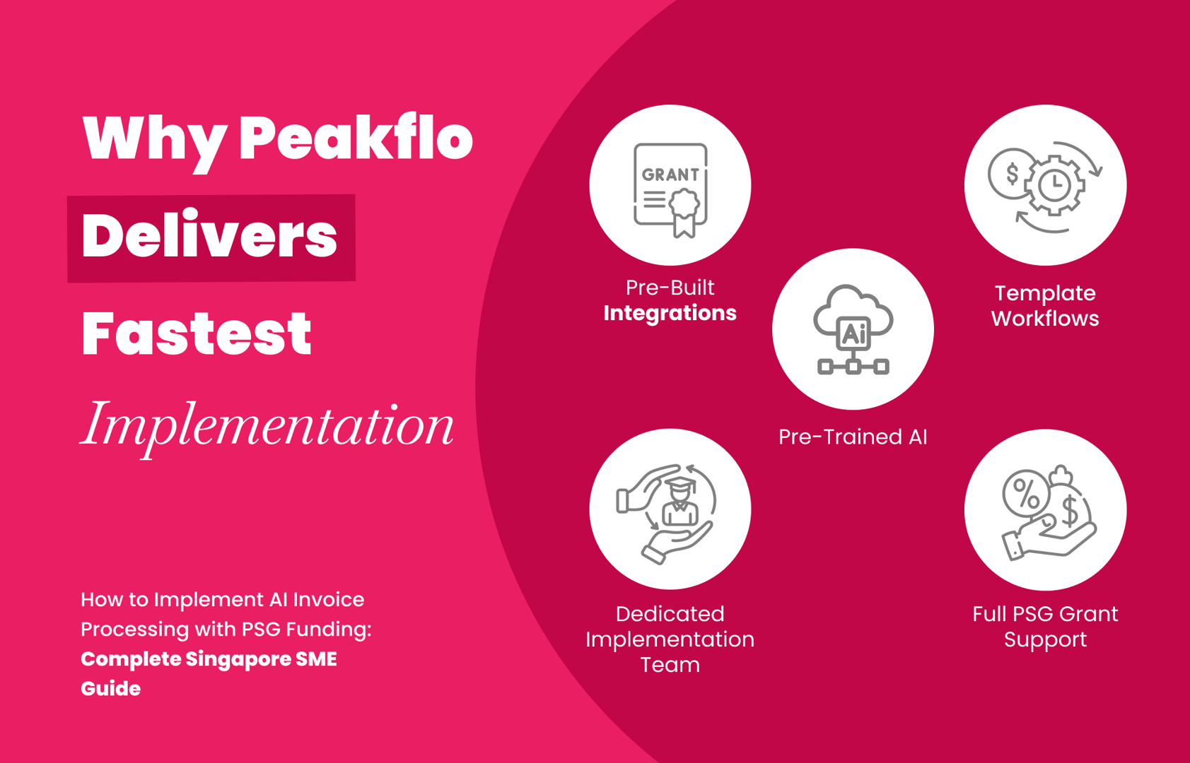 Peakflo AI invoice processing platform dashboard showing fastest PSG grant implementation timeline